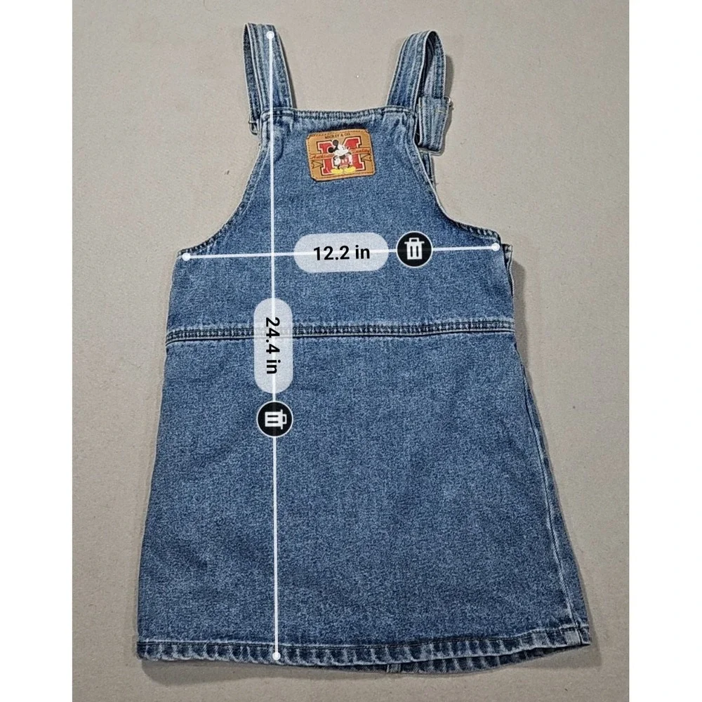 Vintage Disney Mickey & Co Denim Overall Dress pinafore Jumper Blue Medium Wash